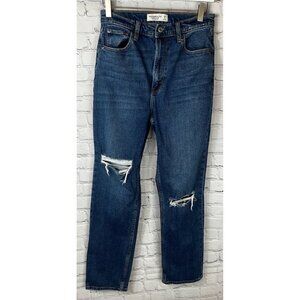 ABERCROMBIE & FITCH Women’s Ankle Straight Ultra High Rise Blue Jeans 28/6L